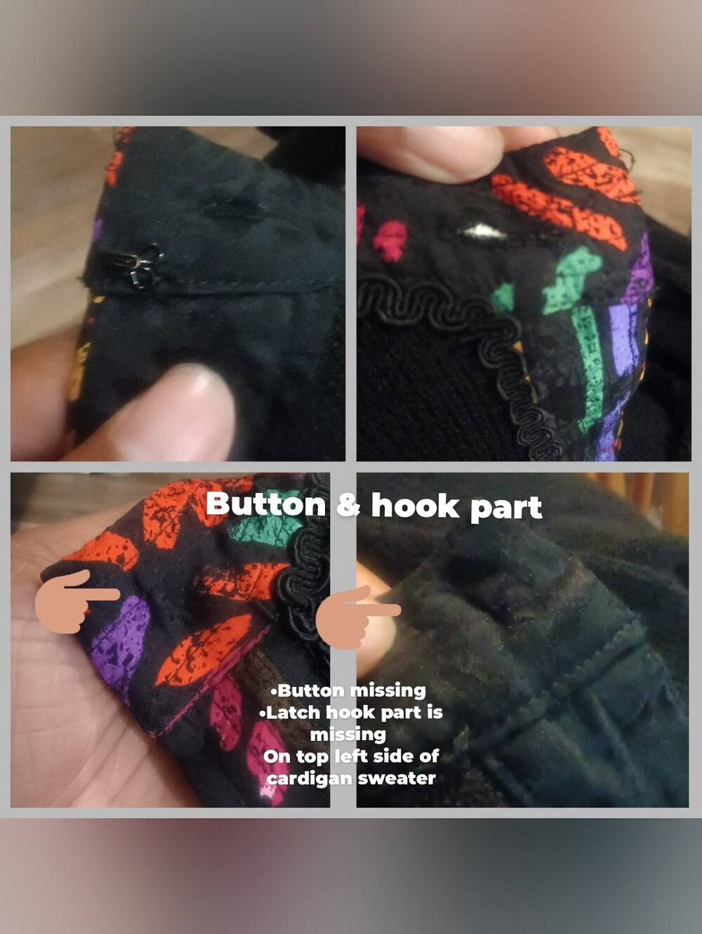 Anne Crimminys Black Knit Embroidered Sweater Cardigan with Multicolor Trim - Picture 12 of 16